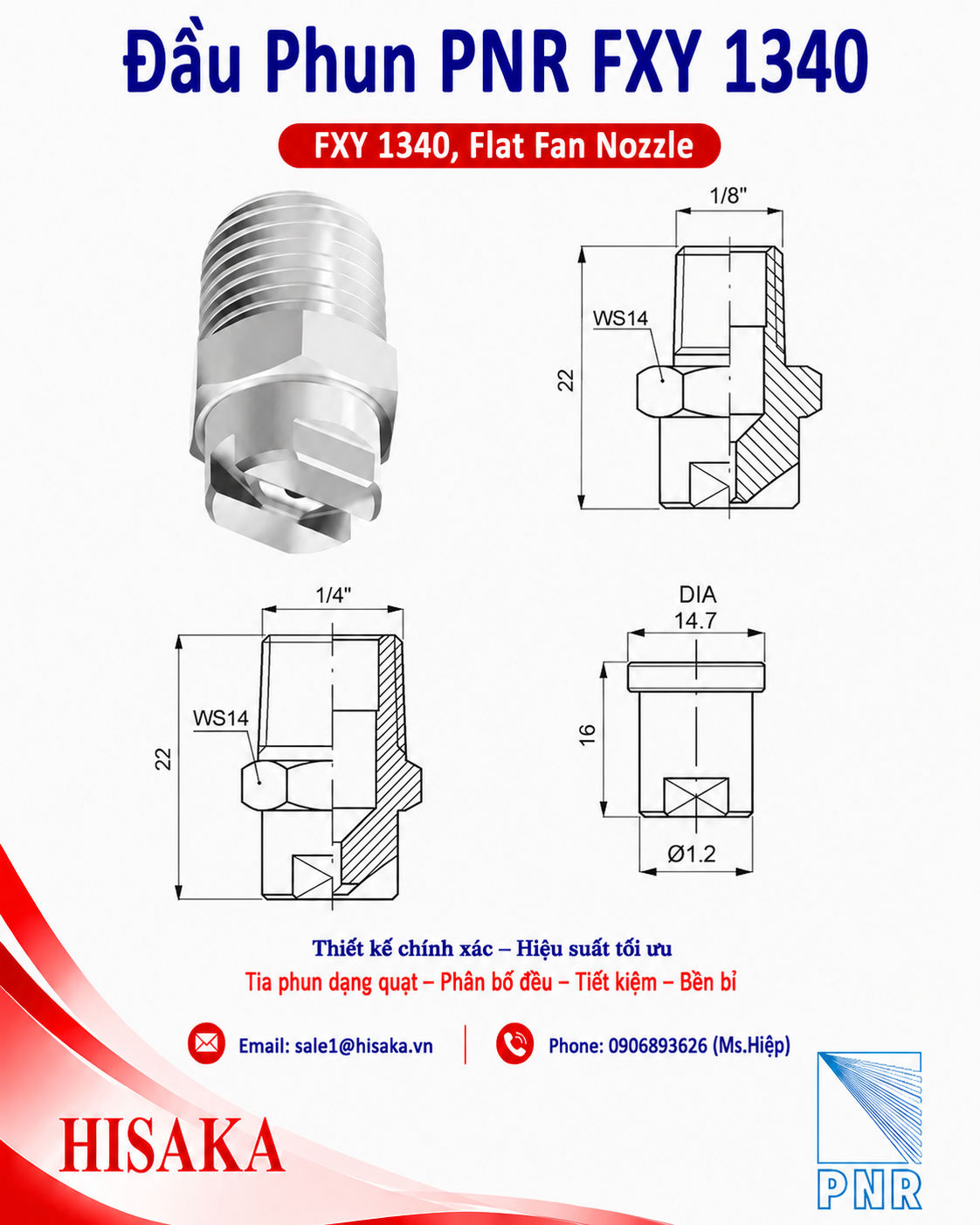 Cấu tạo đầu phun PNR FXY 1340
