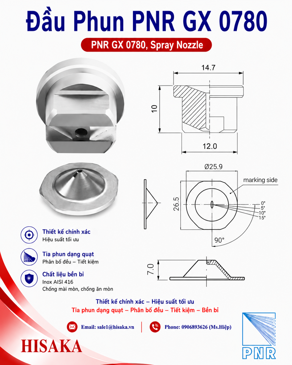Cấu tạo đầu phun PNR GX 0780