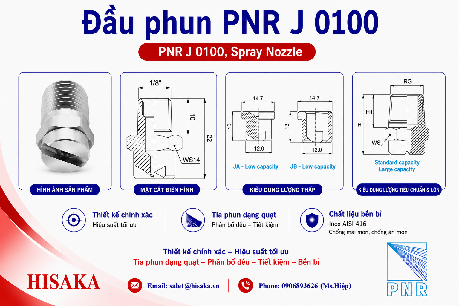 Cấu tạo đầu phun PNR J0100