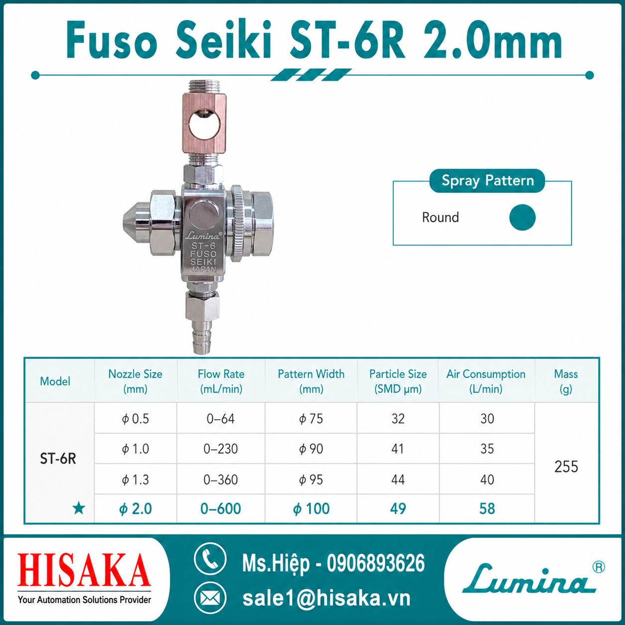 Đầu phun Fuso Seiki ST-6R 2.0mm