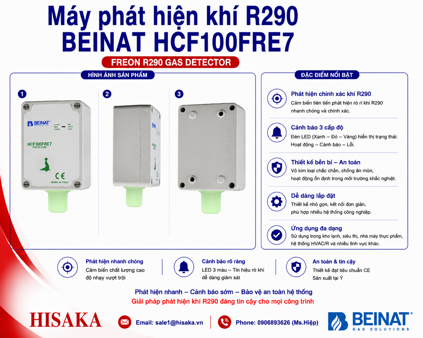 Máy phát hiện khí R290 BEINAT HCF100FRE7